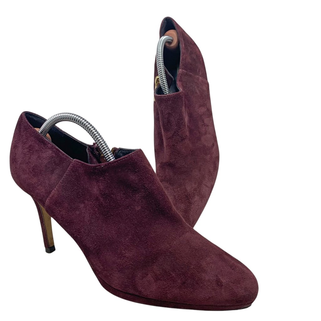 Lk Bennett Dorris Eggplant Suede Stiletto Zip Booties